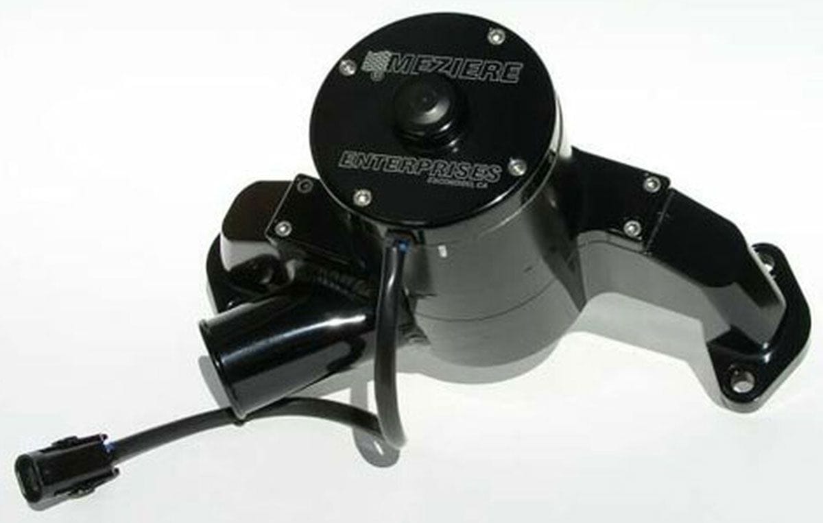 MEZIERE 55GPM, Standard Motor Meziere Electric Water Pump, Fits Big Block Chev, High Flow Style, Black Finish MZWP300S SR
