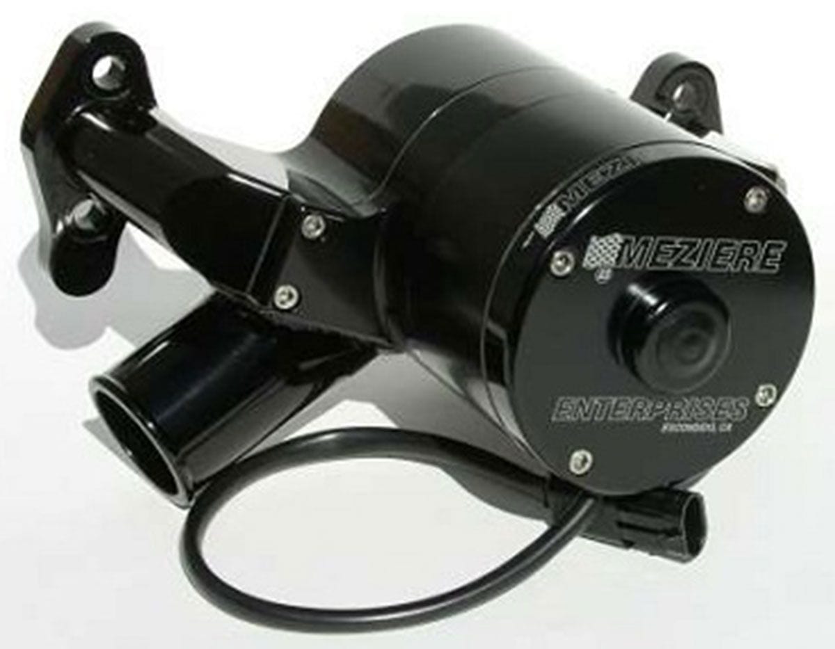 MEZIERE 55GPM, Standard Motor Meziere Electric Water Pump, Fits Small Block Chev, High Flow Style, Black Finish MZWP30 SR