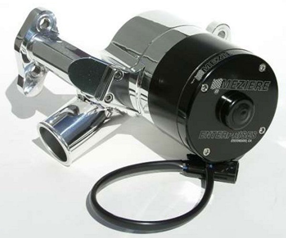 MEZIERE 55GPM,Standard Motor Meziere Electric Water Pump, Fits Small Block Chev, High Flow Style, Polished Finish MZW SR