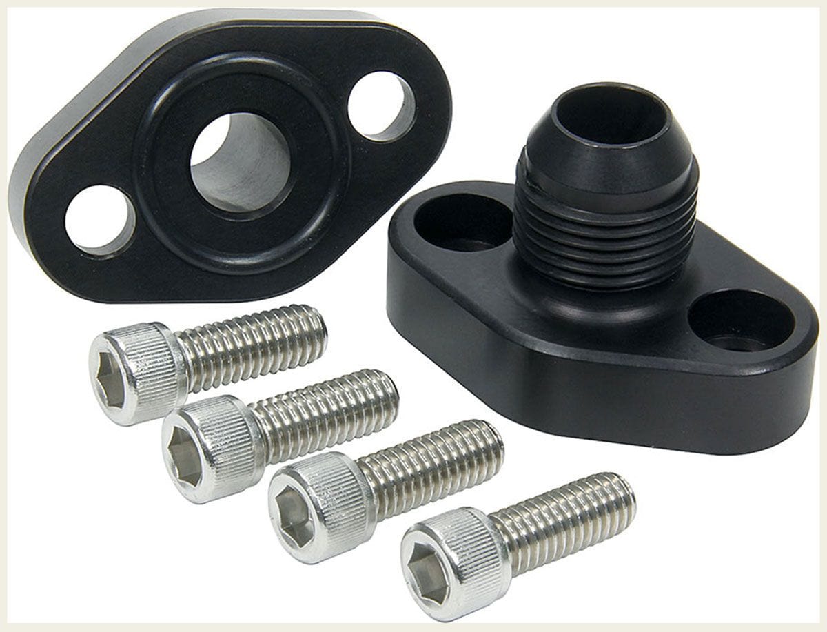 MEZIERE Black Finish Meziere Block Adapters For Remote Pump System, Fits Small Block Chev MZWP8116ANS SR
