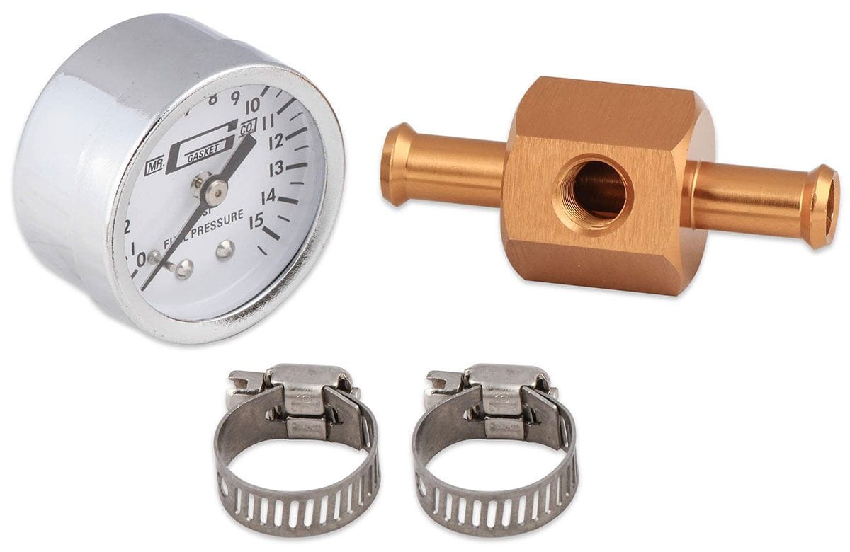 MRG 0-15 PSI Gauge With 3/8" Inline Adapater Mr Gasket Fuel Pressure Gauge Kit MG1560 SR