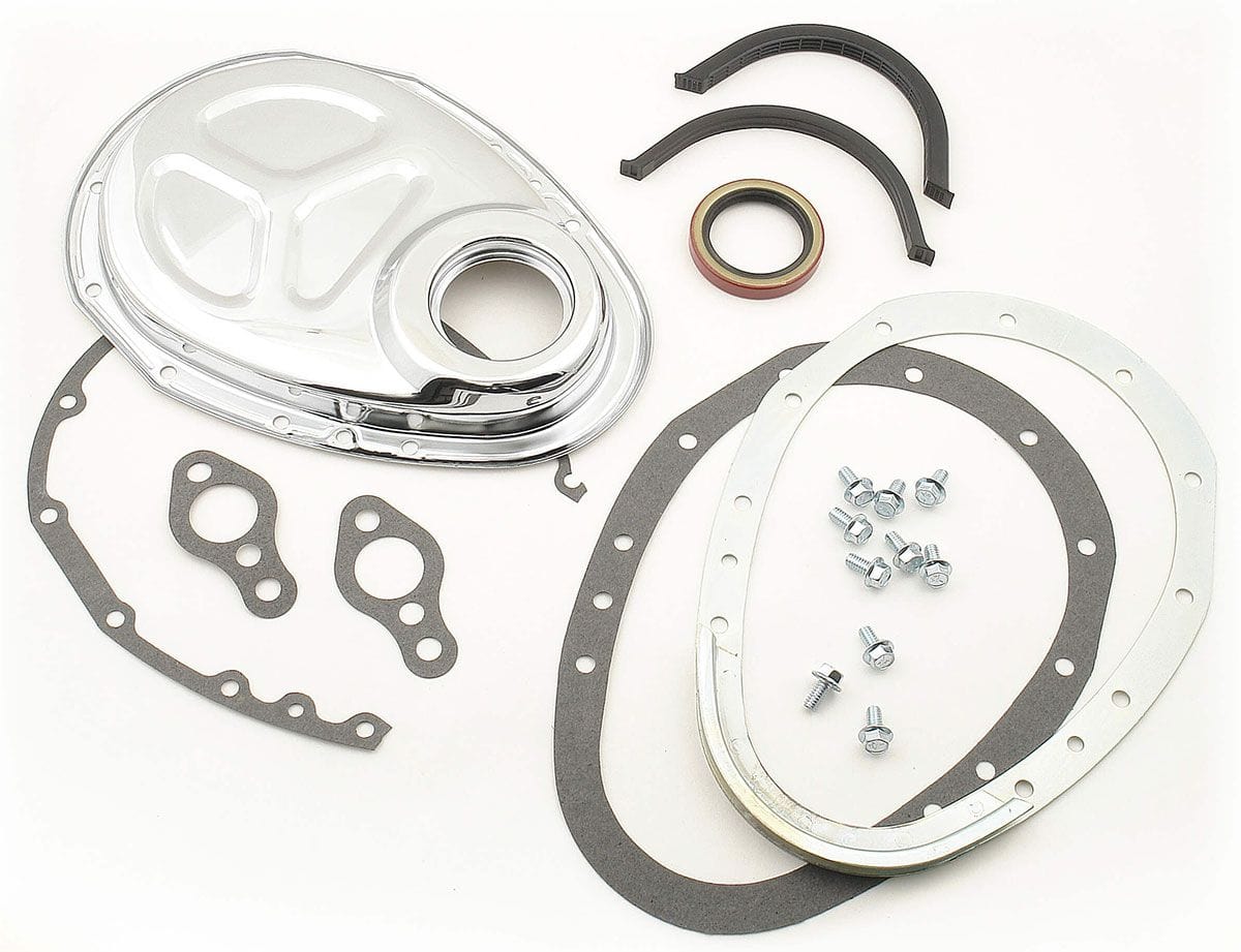 MRG Suit Small Block Chevy 1955-87 (Except Corvette) Mr Gasket Mr Gasket Chrome Plated Timing Cover Kit MG1099 SR
