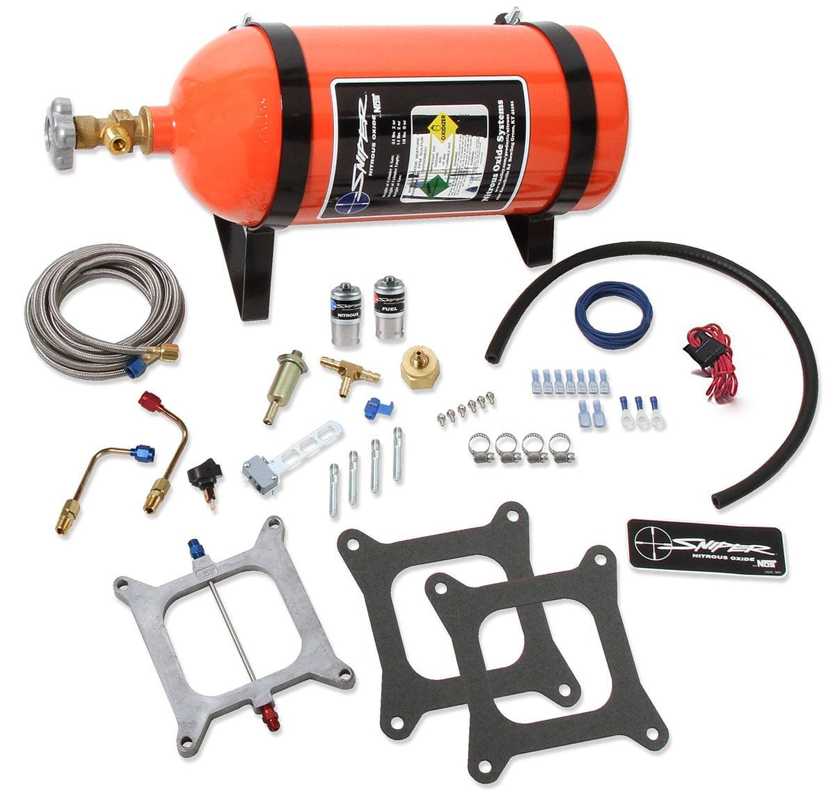 NOS 100-150 Horsepower. Suit Square-Bore Carbs. Nitrous Oxide Systems Sniper Nitrous Kit NOS07001 SR