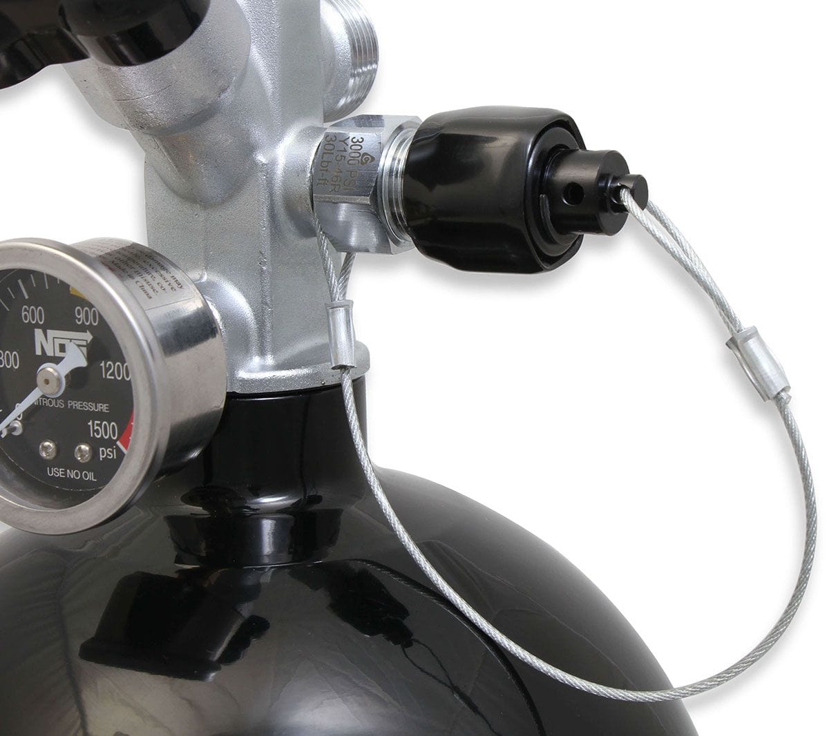 NOS 21" x 7" dia. With Hi-Flo Valve, Gauge & Racer Safety Blow-Off Nitrous Oxide Systems Nitrous Bottle 10-lb. (Black) NOS14745B-TPI SR