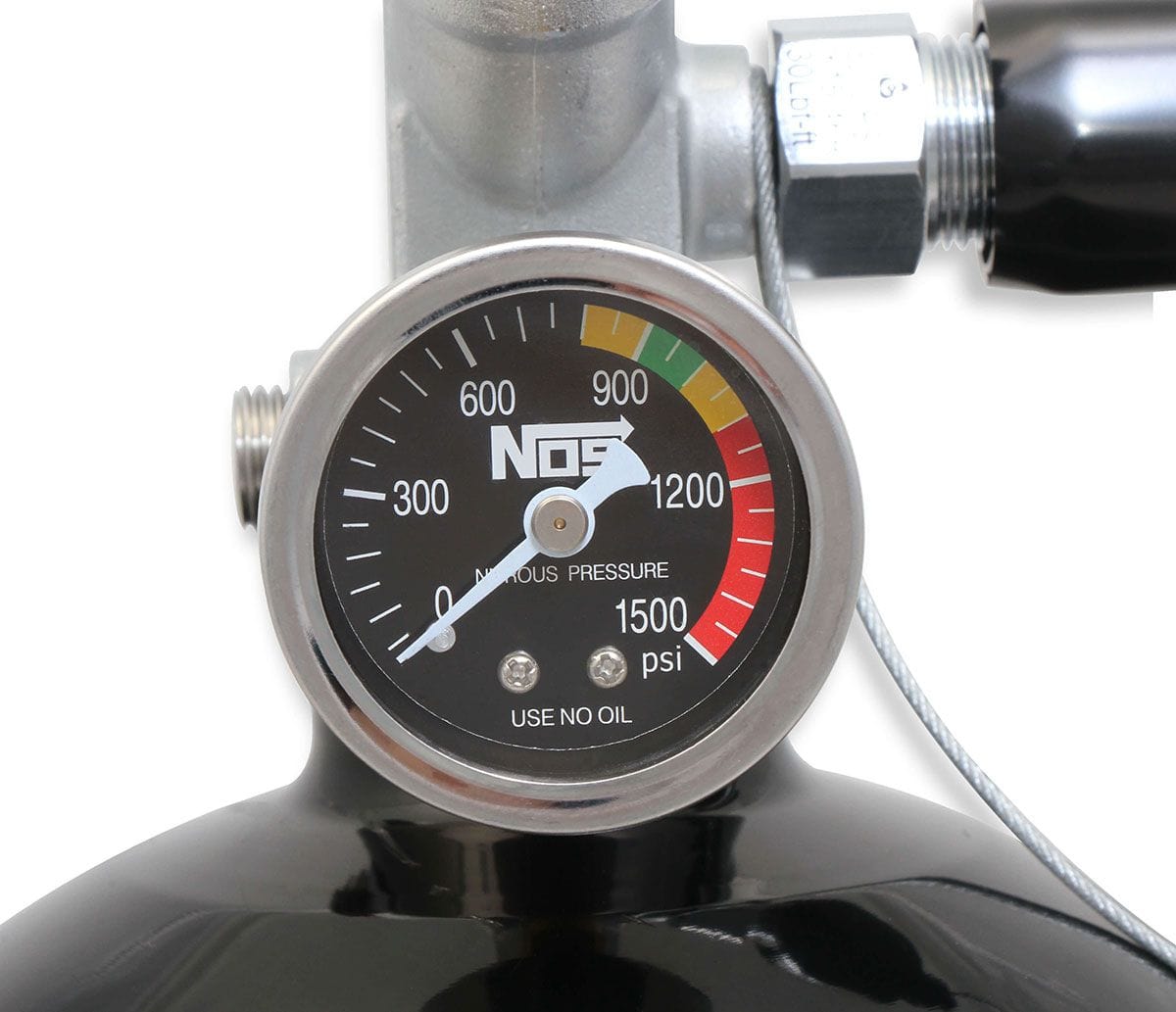 NOS 21" x 7" dia. With Hi-Flo Valve, Gauge & Racer Safety Blow-Off Nitrous Oxide Systems Nitrous Bottle 10-lb. (Black) NOS14745B-TPI SR