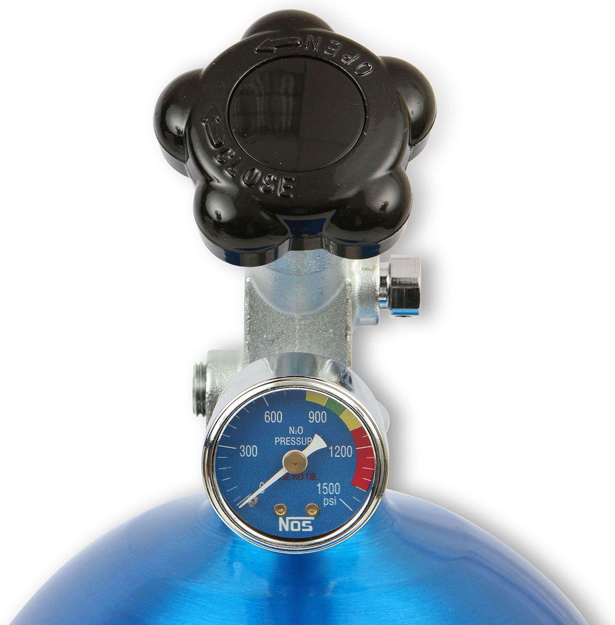 NOS 21" x 7" dia. With Hi-Flo Valve Nitrous Oxide Systems Nitrous Bottle 10-lb. (Electric Blue) NOS14745 SR