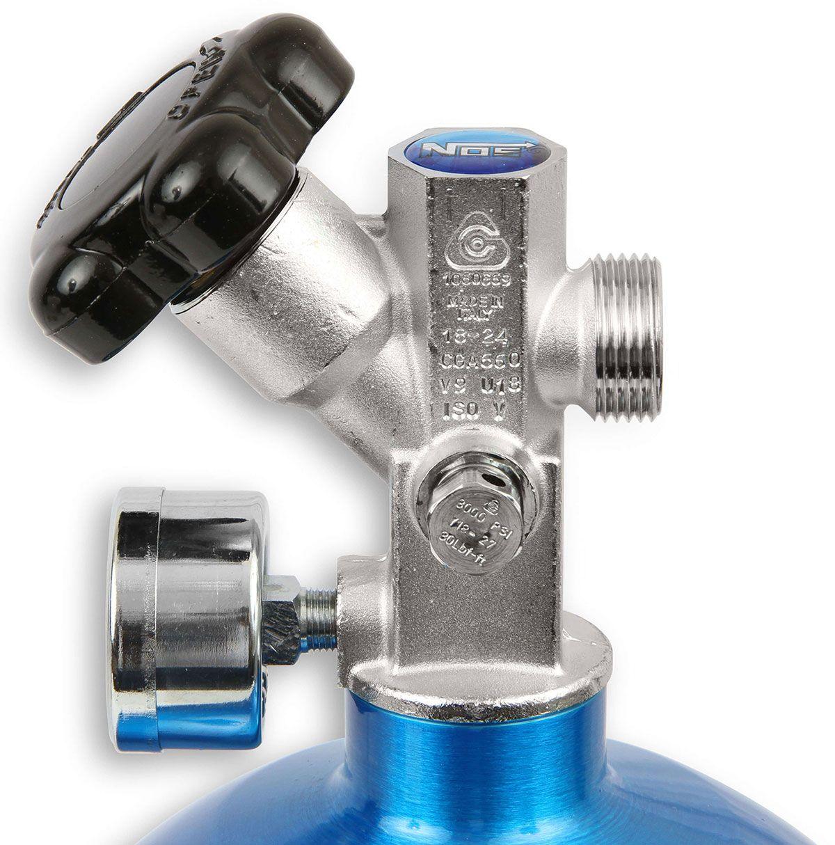 NOS 21" x 7" dia. With Hi-Flo Valve Nitrous Oxide Systems Nitrous Bottle 10-lb. (Electric Blue) NOS14745 SR