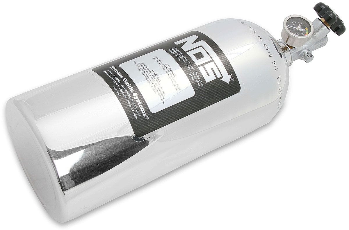 NOS 21" x 7" dia. With Hi-Flo Valve Nitrous Oxide Systems Nitrous Bottle 10-lb. (Polished) NOS14745-P SR