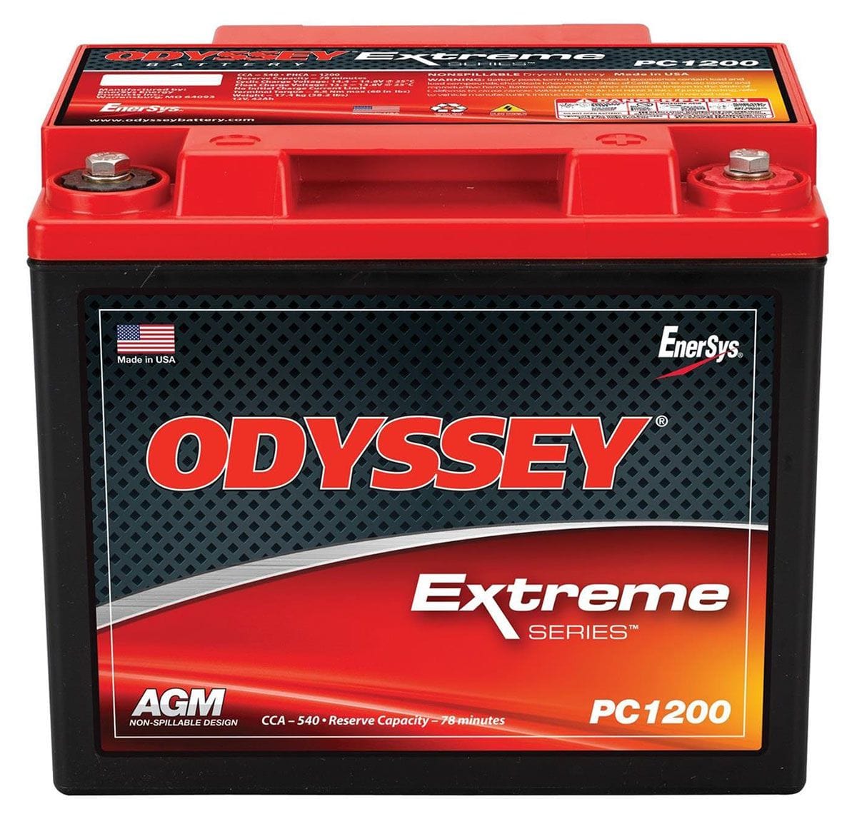 ODYSSEY 12V Extreme Series AGM Battery with Metal Jacket, 540 CCA ODPC1200 SR