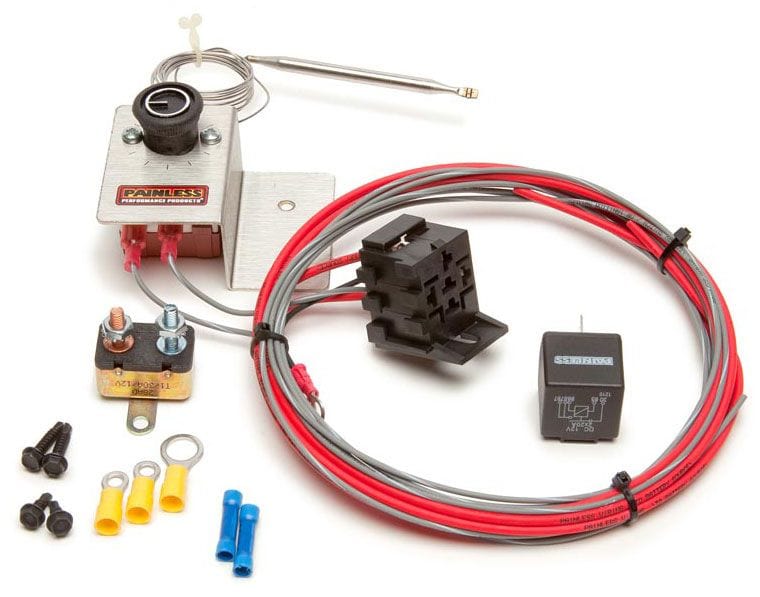 PAINLESS Temp range - 32°F to 248°F (35°C to 120°C). Painless Wiring Adjustable Thermostat Kit with Relay PW30104 SR