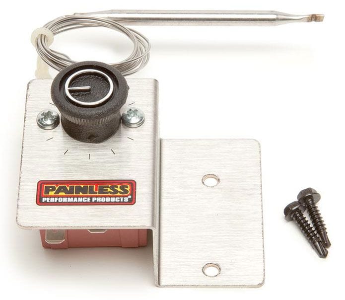 PAINLESS Temp range - 32°F to 248°F (35°C to 120°C). Painless Wiring Adjustable Thermostat Kit without Relay PW30112 SR