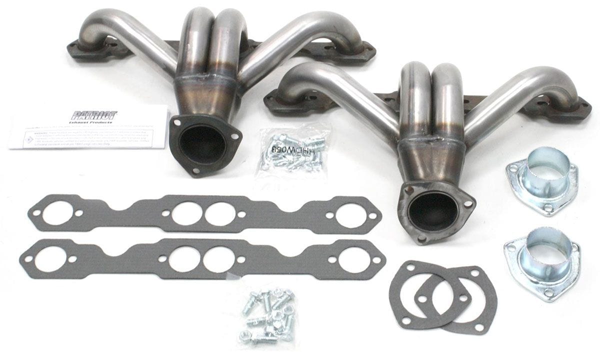 PATRIOT Suit SB Chev 1-5/8" Primary Pipe With 2-1/2" Collector, Round Port Patriot Exhaust Raw Finish Tight Tuck Headers PATH8027 SR