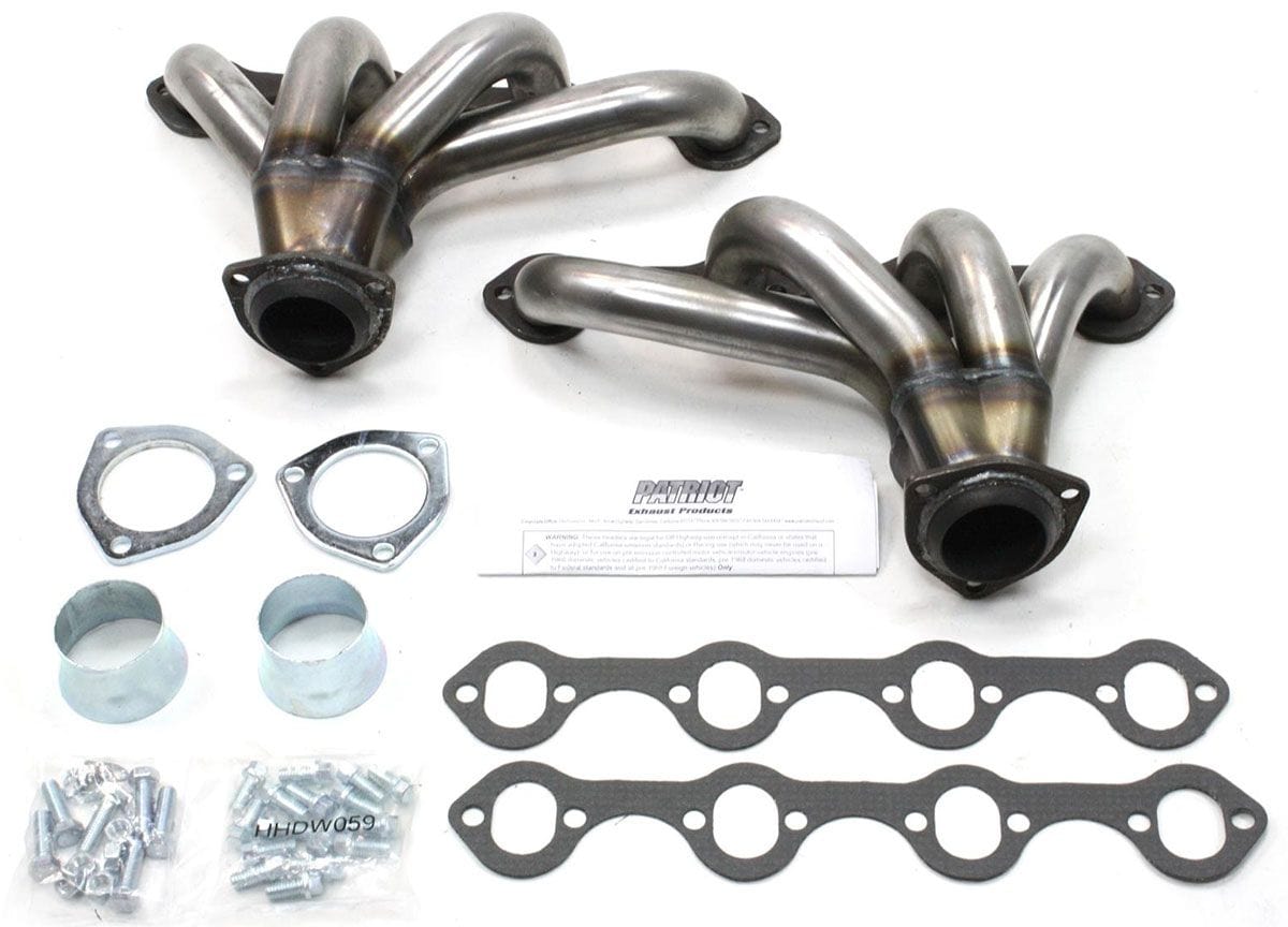 PATRIOT Suit SB Ford 1-5/8" Primary Pipe With 2-1/2" Collector, Oval Port Patriot Exhaust Raw Finish Tight Tuck Headers PATH8427 SR