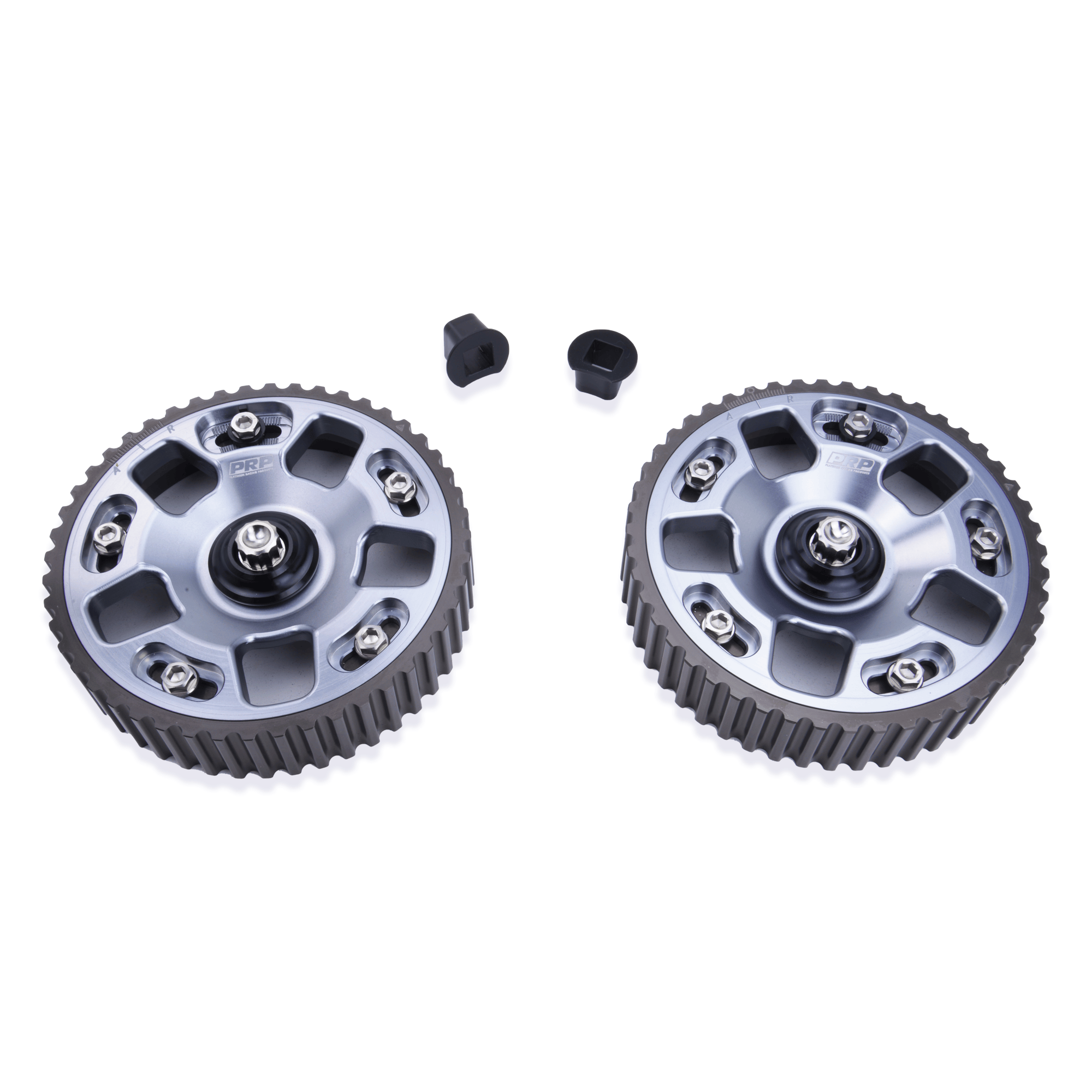 Platinum Racing Products Adjustable Cam Gear 2 x Bolts + 2 x Retainers/TI Bolts / Grey EVO 4G63 Adjustable Cam Gears SR