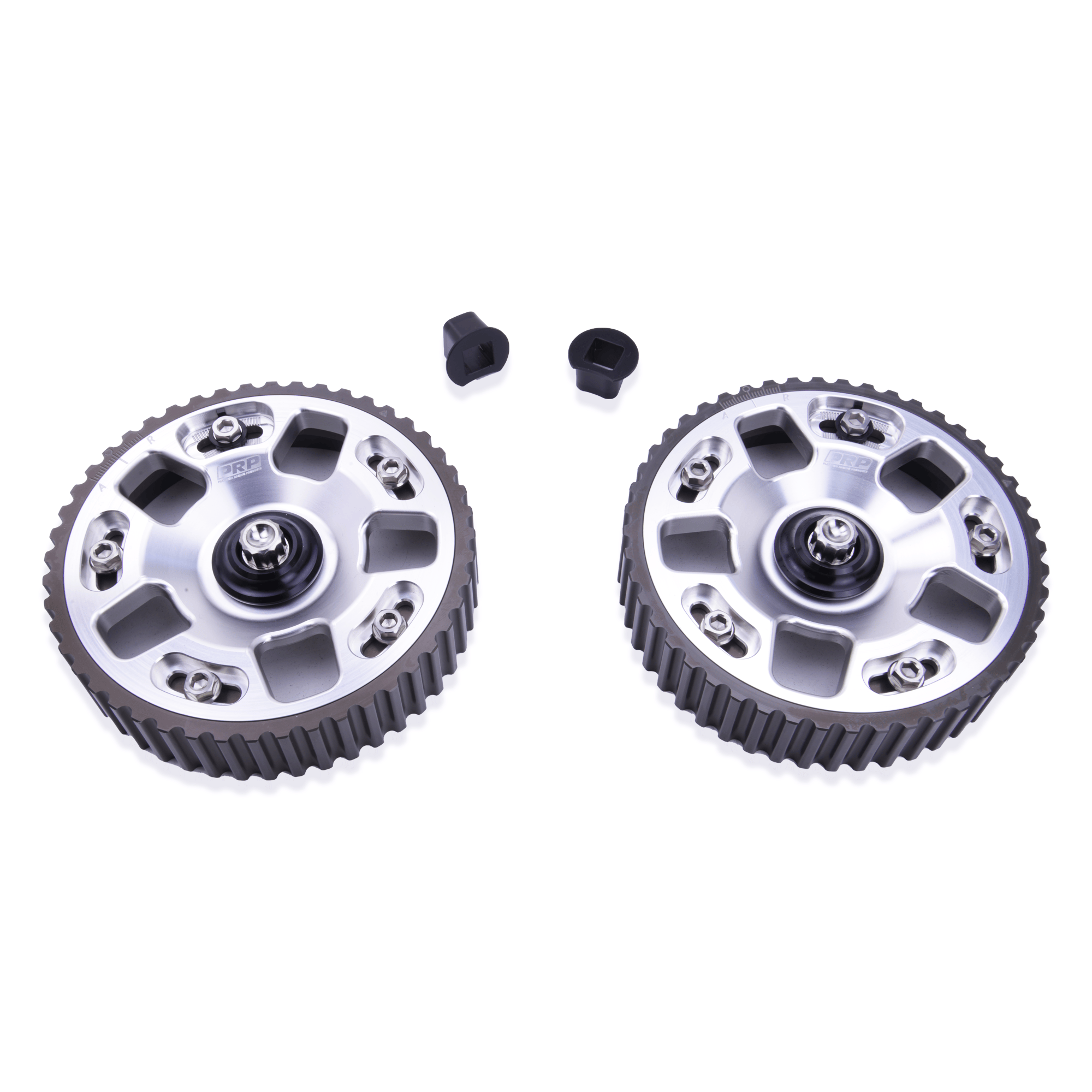 Platinum Racing Products Adjustable Cam Gear 2 x Bolts + 2 x Retainers/TI Bolts / Silver EVO 4G63 Adjustable Cam Gears SR