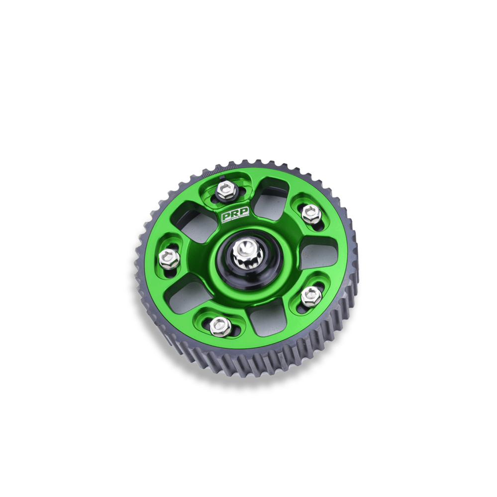 Platinum Racing Products Adjustable Cam Gear Green / Add Billet Retainer and TI Bolt x 2 Adjustable ALLOY OUTER Cam Gears to suit 1UZ SR