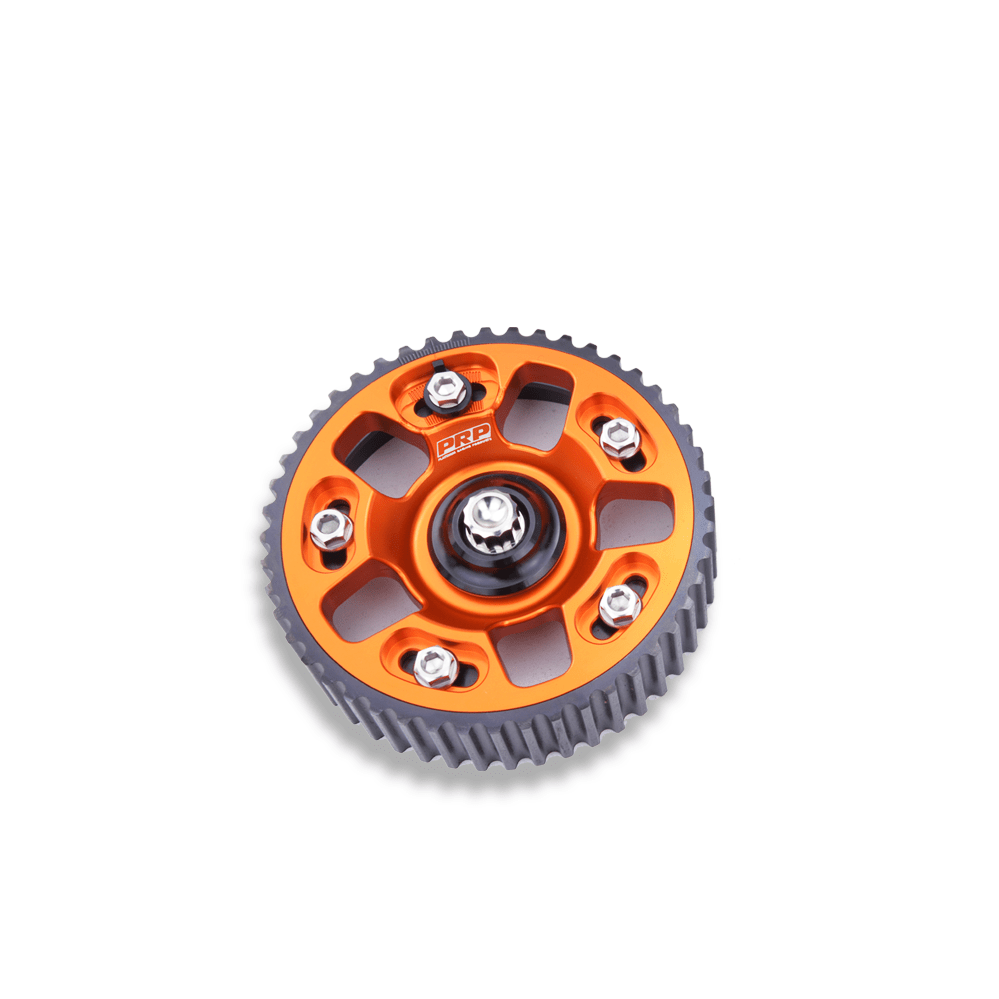 Platinum Racing Products Adjustable Cam Gear Orange / Add Billet Retainer and TI Bolt x 2 Adjustable ALLOY OUTER Cam Gears to suit 1UZ SR