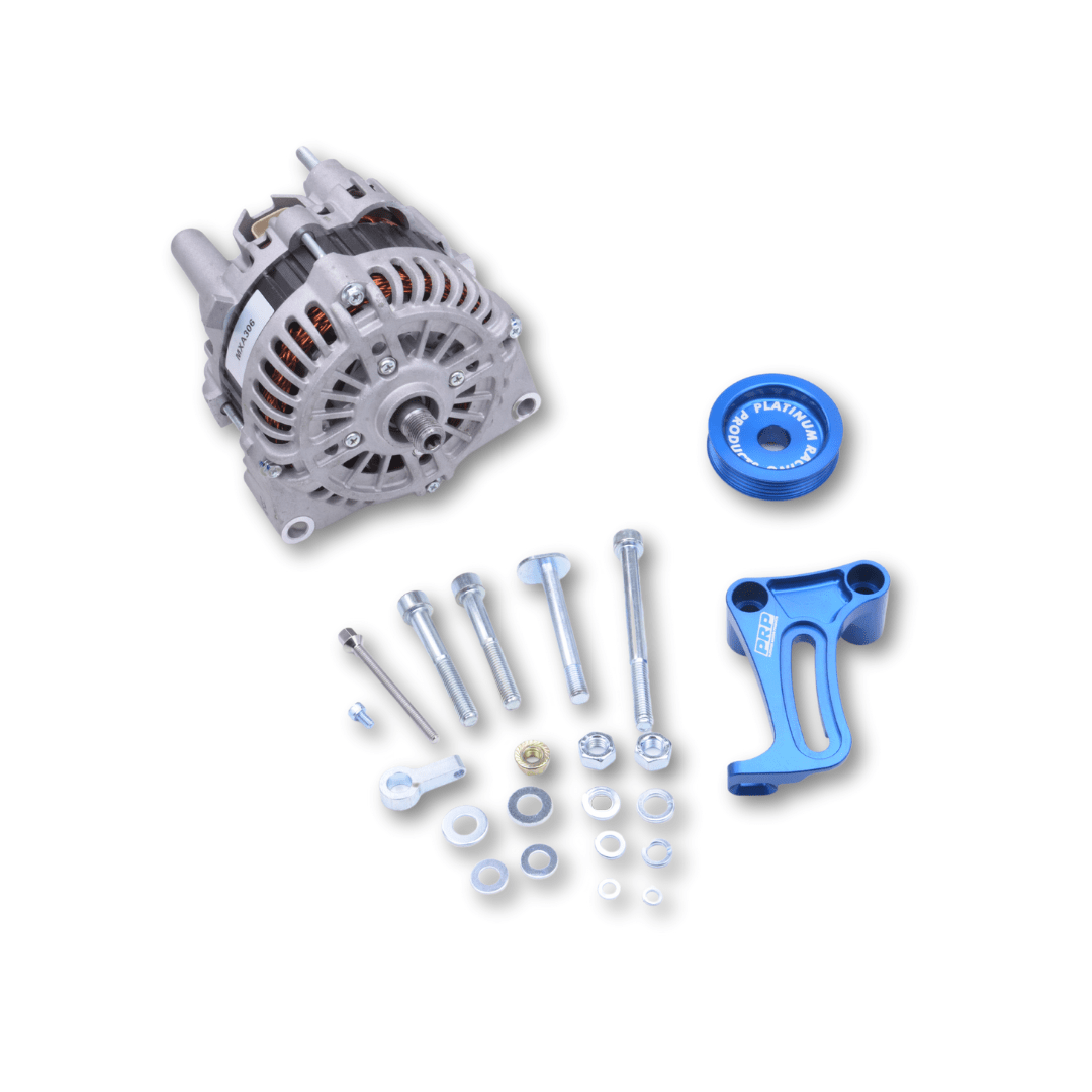 Platinum Racing Products Alternator Kit Full Kit with Aftermarket OEX Alternator / Purple LS1 Alternator Conversion Kit for Nissan RB SR