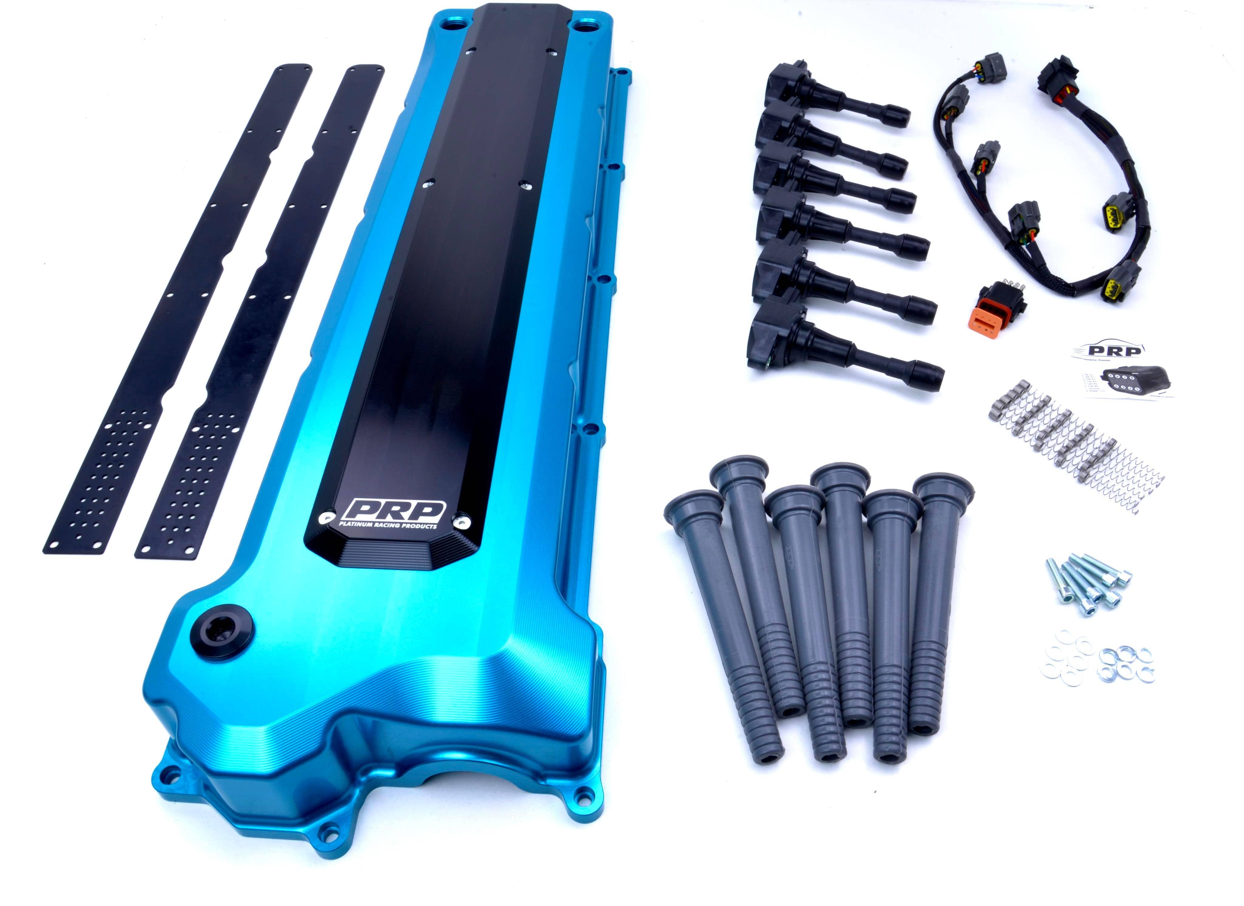 Platinum Racing Products Billet Cam Covers Purple / Billet cover kit wth coil's stalks and loom / Include 12AN Orb Oil Filler Cap Nissan TB48 Billet Rocker Cover and Integrated Coil kit SR