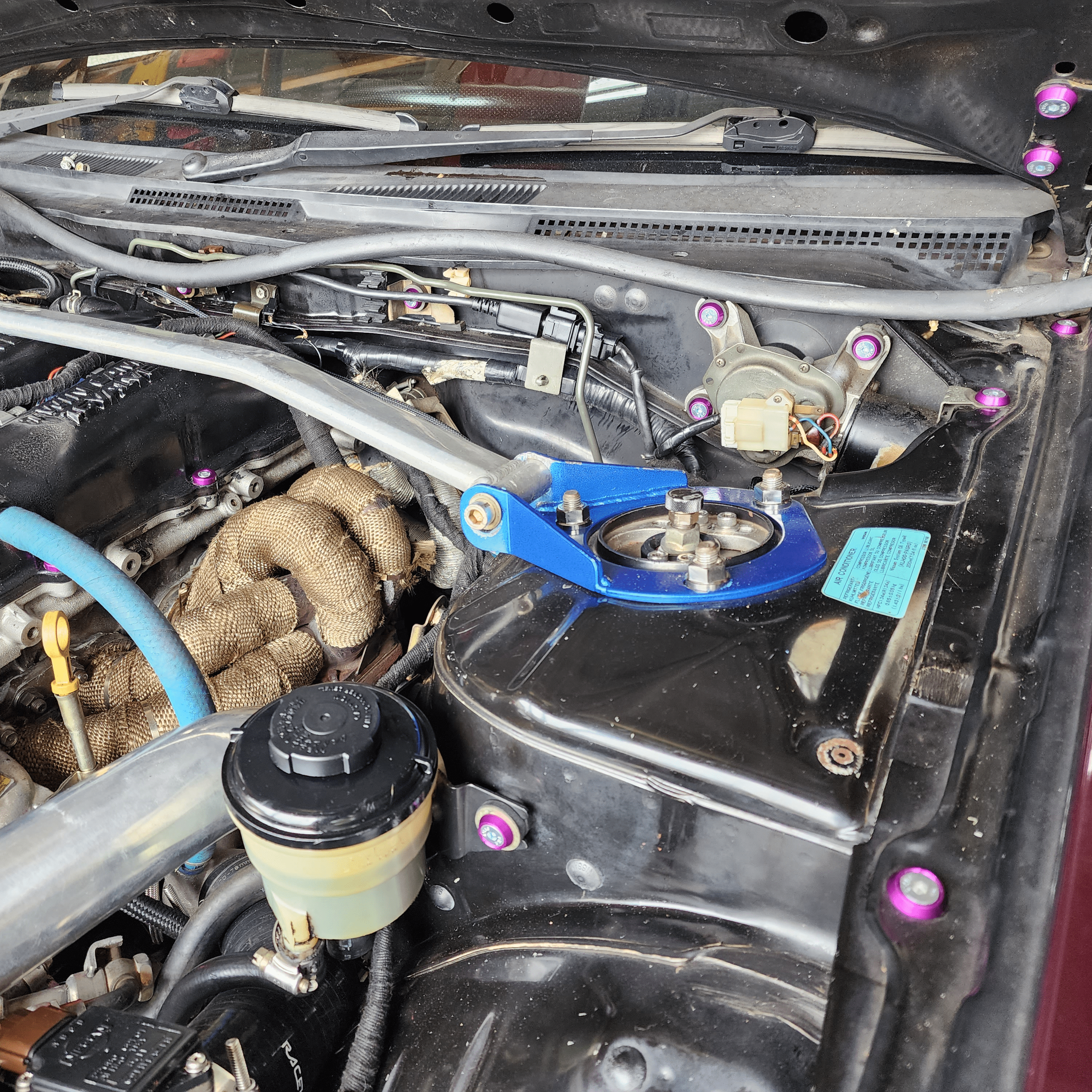 Platinum Racing Products Engine Bay Dress Up Kits Purple / No Billet Oil Cap / Inc Bracket Kit inc Titanium Hardware Nissan "S Chassis" Engine Bay Dress Up Washer Kit SR