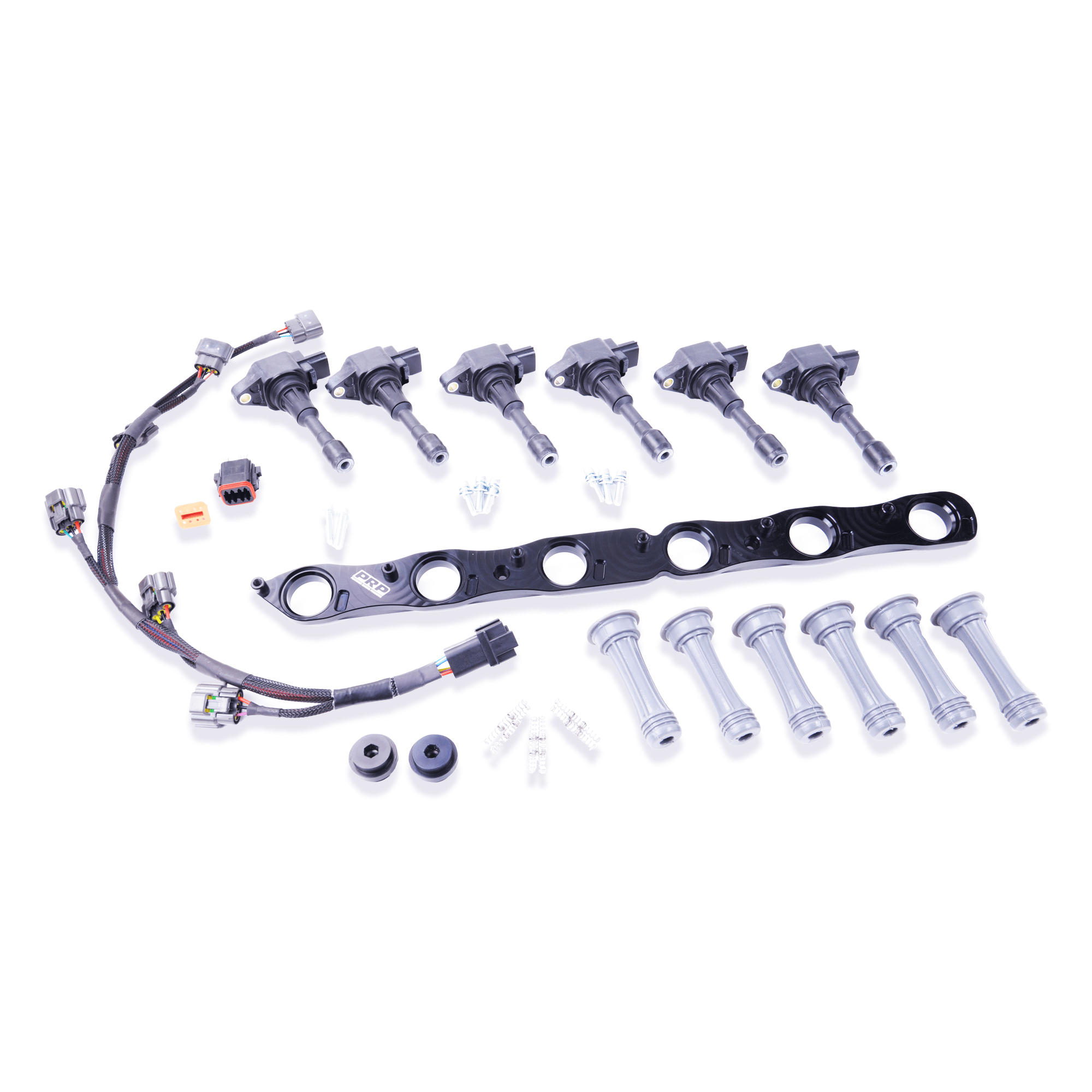Platinum Racing Products Ignition Coil Kit Black / Bracket w/ Stalks + Coils / Universal Deutsch Connector Loom Toyota 7MGTE Coil Kit SR