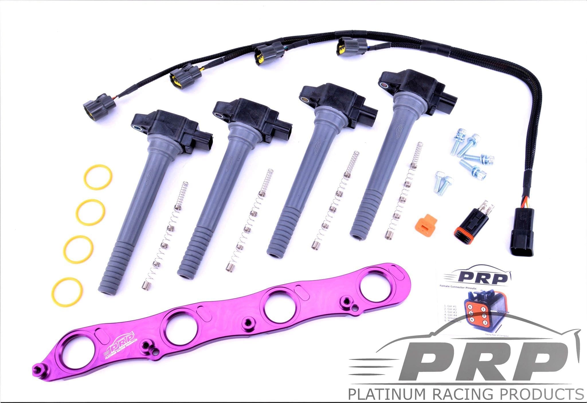 Platinum Racing Products Ignition Coil Kit Black / Full coil Kit - Coils, Bracket, Stalks and loom Honda F Series Coil Kit SR