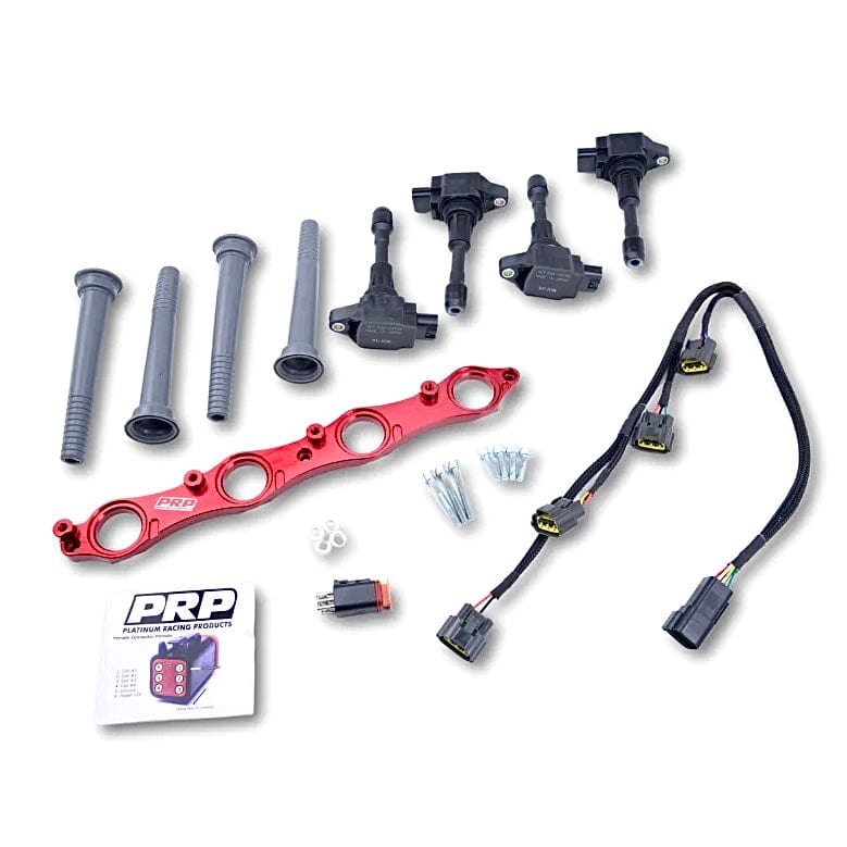 Platinum Racing Products Ignition Coil Kit Black / Full Kit, Coils, Bracket, Stalks, Loom with Universal Deutsche Connector loom / Mazda MX5 Ford BP Laser, Mazda MX5 / Miata, R35 Coil Kit SR