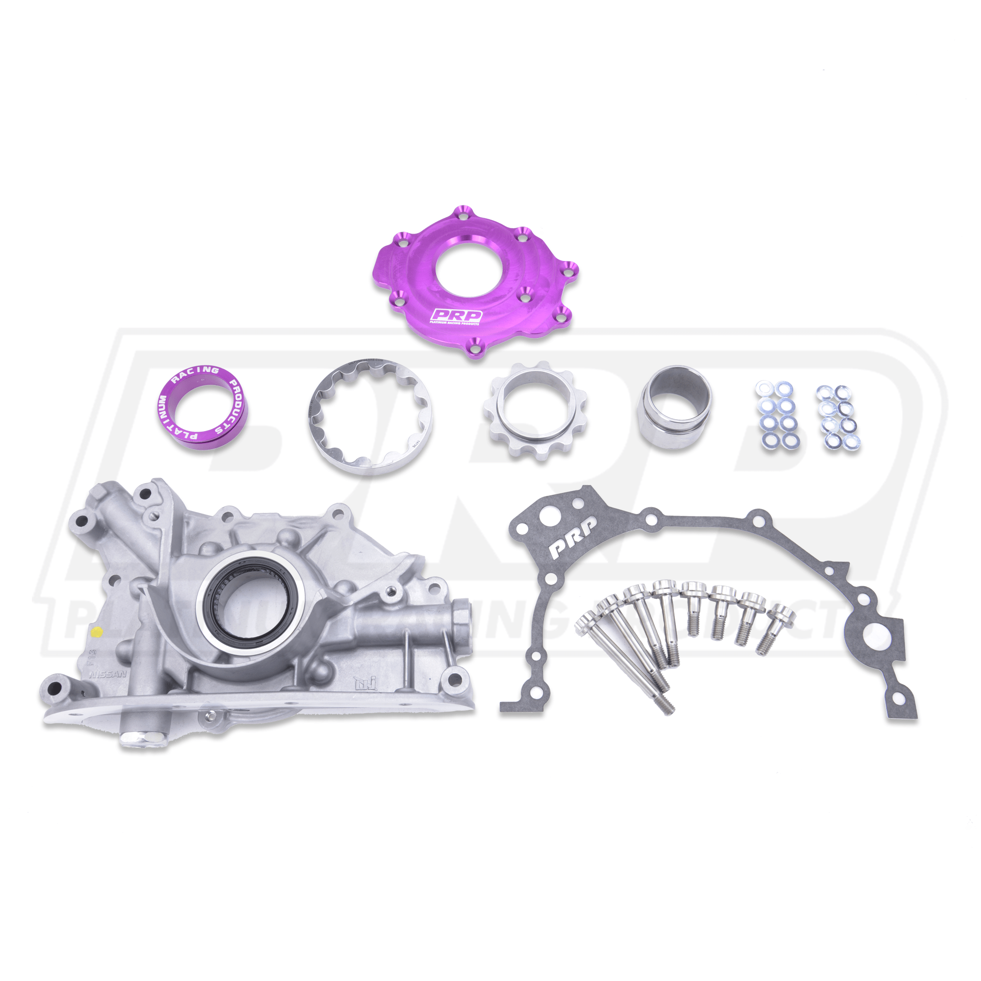 Platinum Racing Products Oil Pump Flat Drive Gears - With Collar / Steel Backing Plate / Include Titanium Hardware Genuine Nissan N1 Oil Pump Kit SR