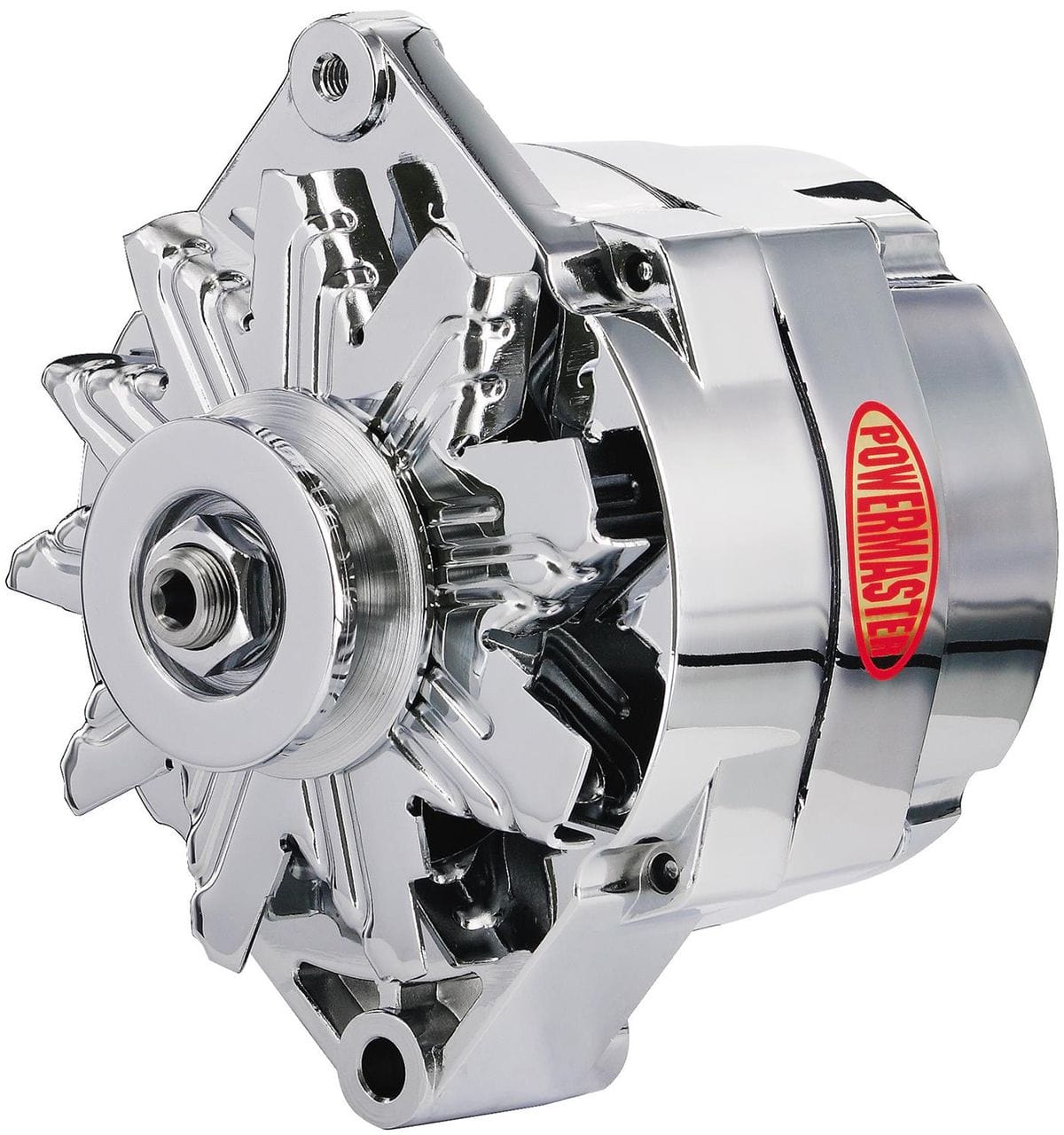 POWERMAST Chev Delco 12si case style, 100 Amps, Single groove pulley, Chrome Fi Powermaster Powermaster Street Alternator PM17294 SR