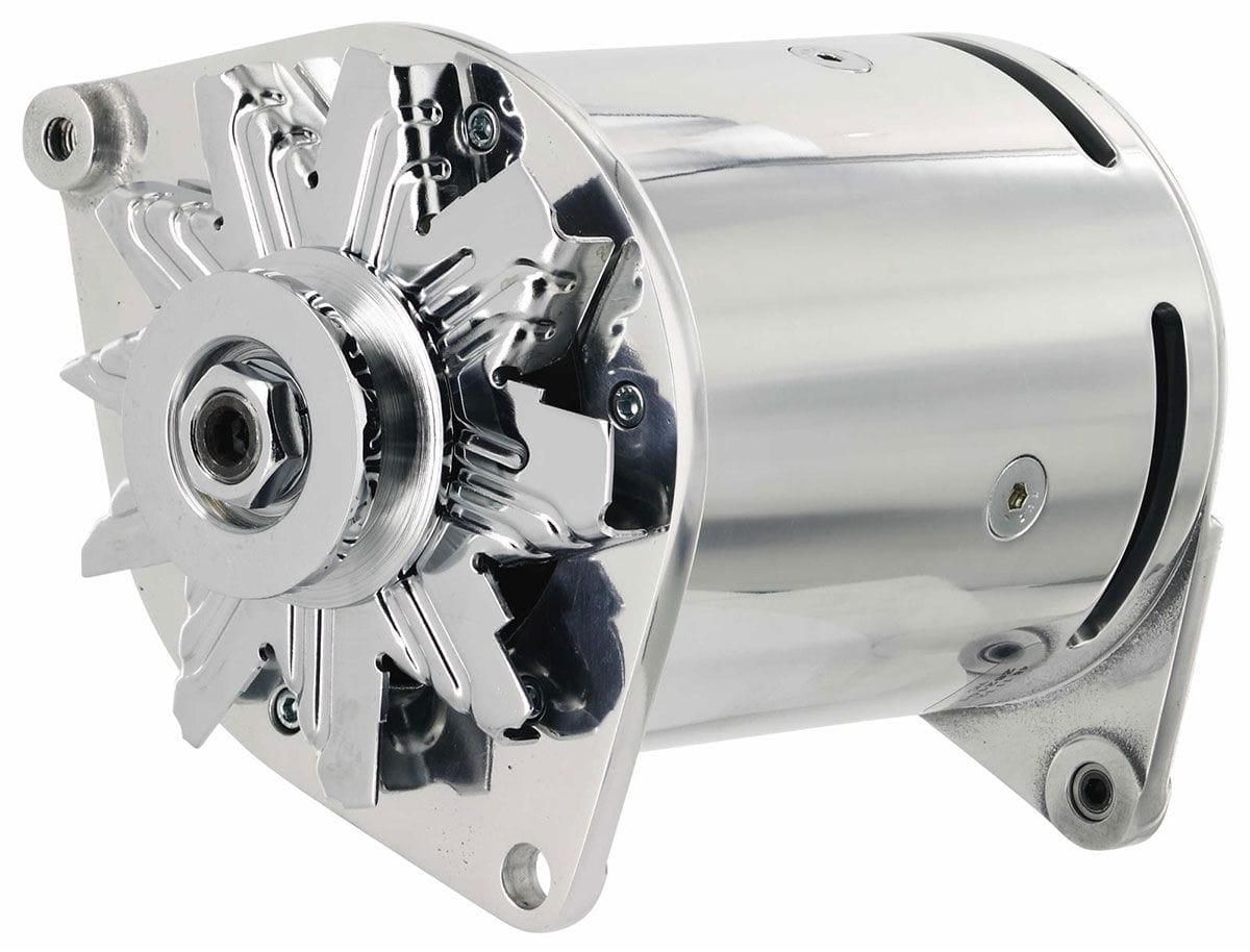POWERMAST Ford 51-59 all & 60-64 V8, Offset Hinge Mount, Polished, 75 Amps, One Powermaster Powermaster PowerGen Alternator PM282101 SR