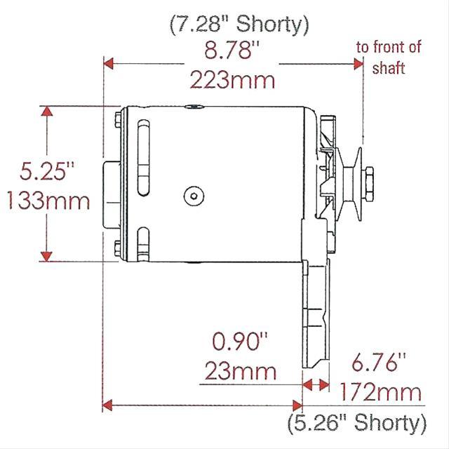 POWERMAST Suit Ford Flathead 1939-48, 75 AMP, Single V-Belt Pulley "Shorty" 1-1 Powermaster Black PowerGEN Alternator PM82013 SR