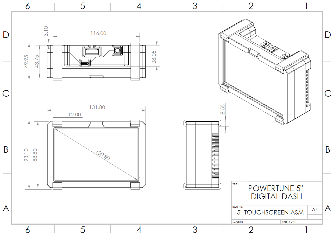 Powertune PowerTune Digital Mini Dash V5 SR