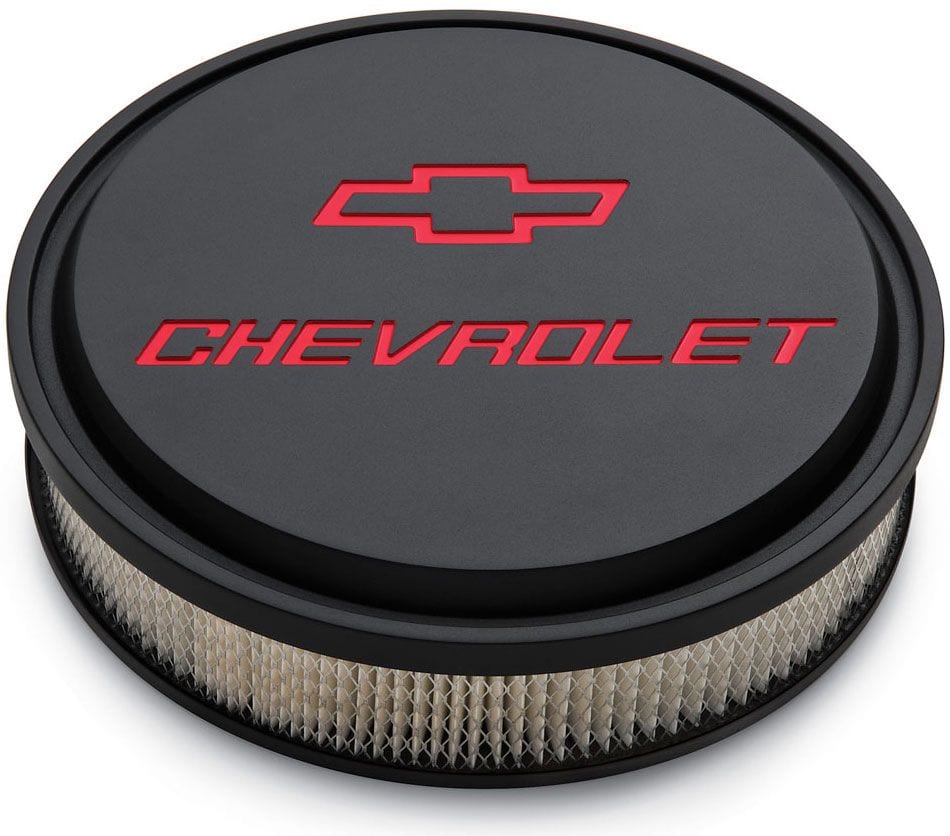 PROFORM 14" x 3" Suit 5-1/8" Neck Carburettors With Red Recessed Logo Proform Chevrolet Black Slant Edge Air Cleaner Assembly PR141-834 SR