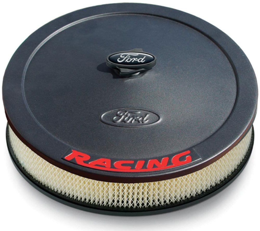 Proform Black Crinkle 13" x 2-5/8" With 5/8" Recessed Base With With Red Ford Proform Stamped Steel Air Cleaner Assembly PR302-352 SR
