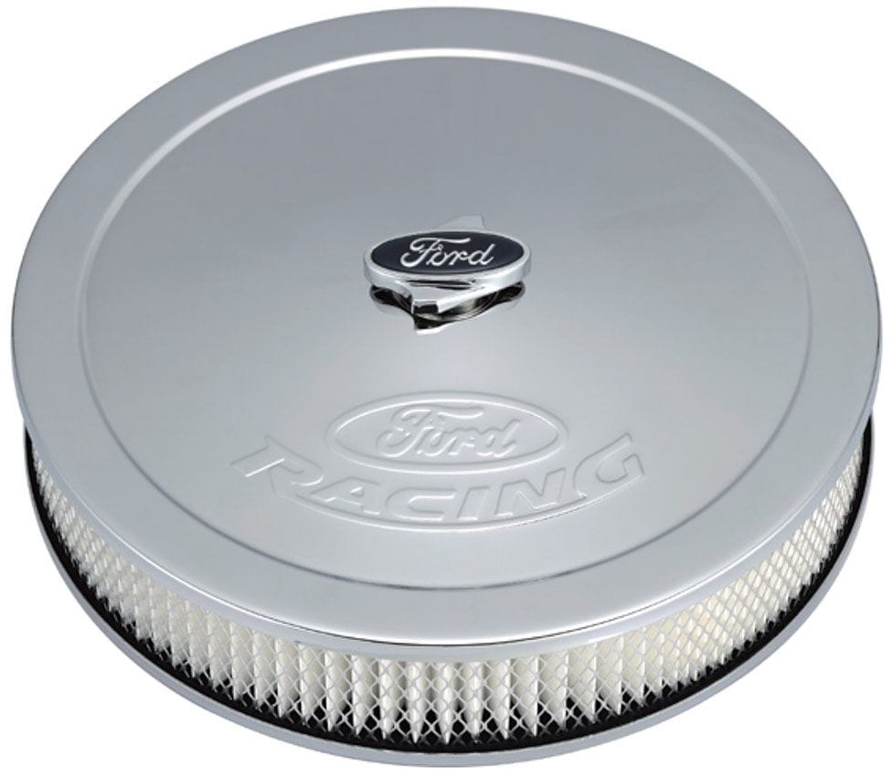 PROFORM Chrome 13" x 2-5/8" With 5/8" Recessed Base With With Ford Racing Logo Proform Stamped Steel Air Cleaner Assembly PR302-350 SR