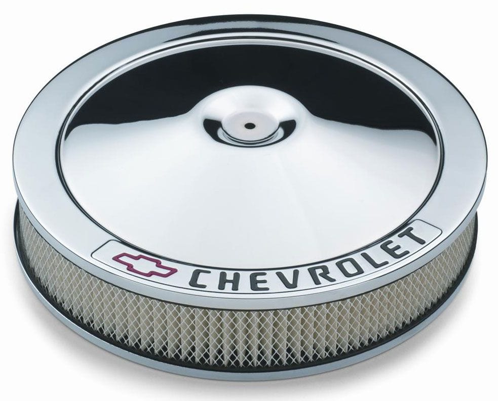 PROFORM Chrome 14" x 3" With Recessed Base With Chevrolet Logo & Bowtie Emblem Proform Stamped Steel Air Cleaner Assembly PR141-906 SR