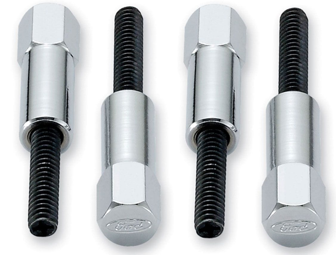 Proform Chrome Suit SB Ford With Ford Oval Logo, 1/4" Stud (4 Per Pkg) Proform Valve Cover Studs PR302-315 SR