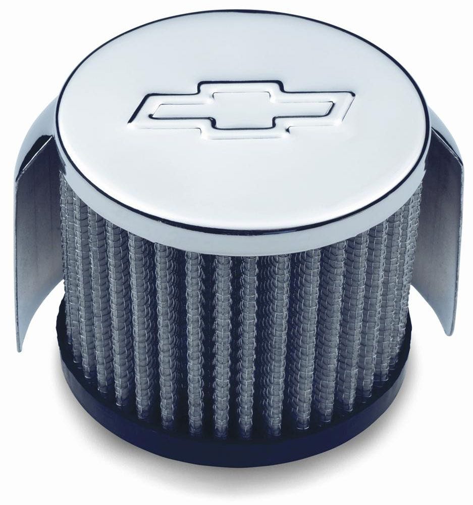 PROFORM Chrome With Bowtie Emblem & Sheild Proform Valve Cover Push-In Breather PR141-621 SR