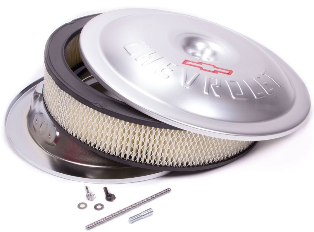 PROFORM Metalic Grey 14" x 3" With Recessed Base, Chevrolet Logo & Bowtie Emb Proform Aluminium Air Cleaner Assembly PR141-693 SR