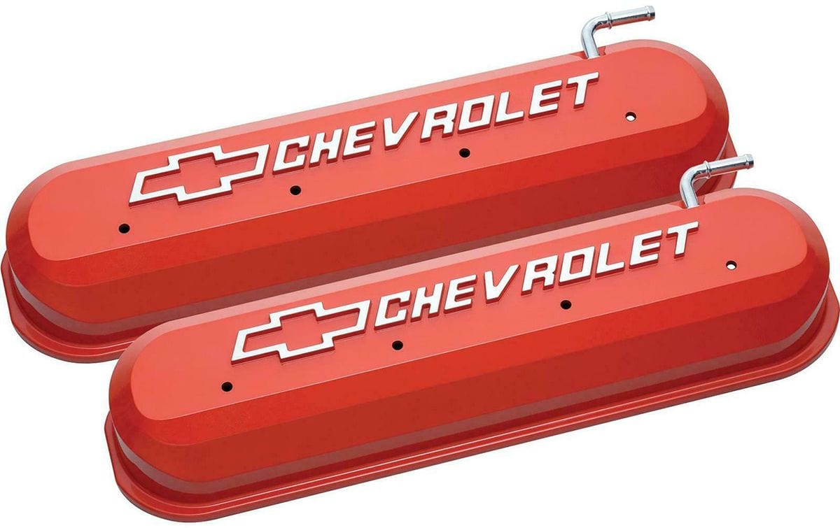 PROFORM Suit LS Series Engines, Chevy Orange Proform Cast Aluminium Valve Covers With Raised Chevrolet Logo PR141-261 SR