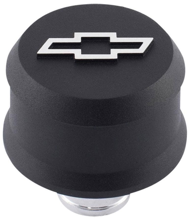 PROFORM With Raised Chev Bowtie Emblem, Suit 1.22" Hole Proform Slant Edge Aluminium Valve Cover Breather Push-In Style - Black Crinkle PR141-85 SR