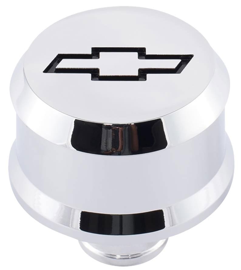 PROFORM With Recessed Black Chev Bowtie Emblem, Suit 1.22" Hole Proform Slant Edge Aluminium Valve Cover Breather Push-In Style - Chrome PR141-852 SR