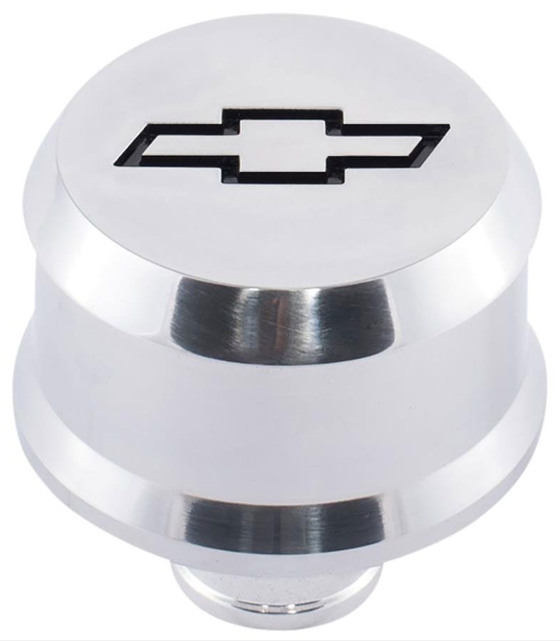 PROFORM With Recessed Black Chev Bowtie Emblem, Suit 1.22" Hole Proform Slant Edge Aluminium Valve Cover Breather Push-In Style - Polished PR141-854 SR