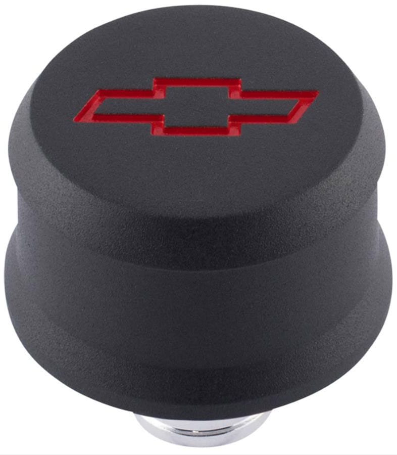PROFORM With Recessed Red Chev Bowtie Emblem, Suit 1.22" Hole Proform Slant Edge Aluminium Valve Cover Breather Push-In Style - Black Crinkle PR141-86 SR