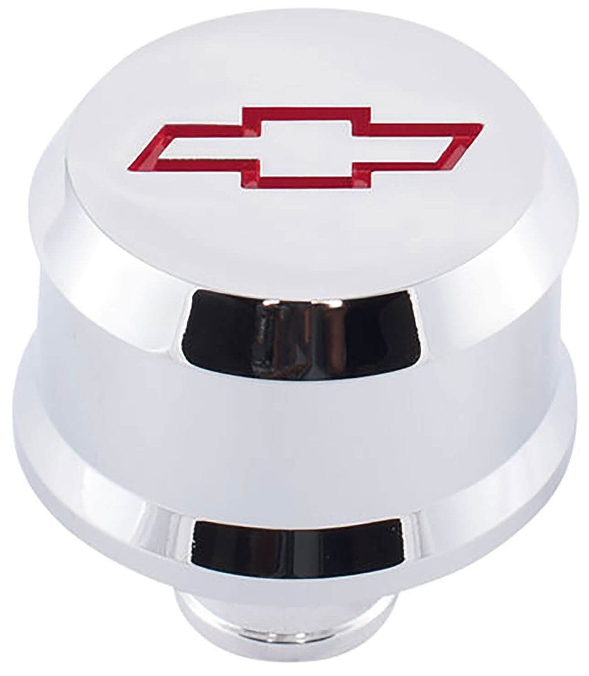 PROFORM With Recessed Red Chev Bowtie Emblem, Suit 1.22" Hole Proform Slant Edge Aluminium Valve Cover Breather Push-In Style - Chrome PR141-853 SR