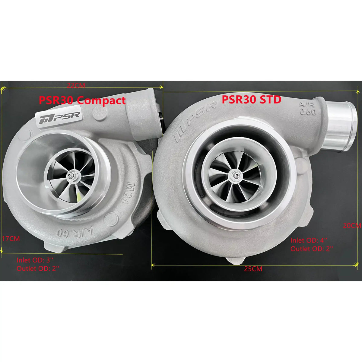 Pulsar Turbochargers Turbochargers Standard / 0.83 Dual V-Band + T4 Adapter / Without Actuator Pulsar PSR3076 Gen2 Compact Dual Ball Bearing Turbocharger SR