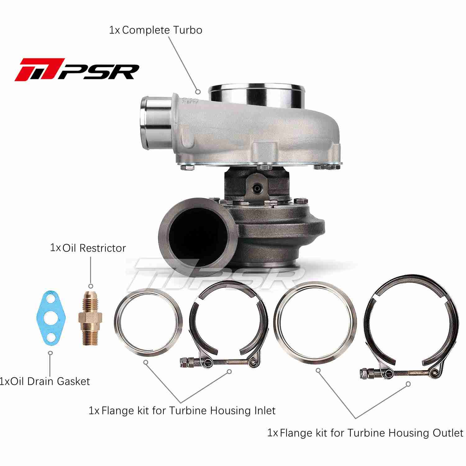 Pulsar Turbochargers V-BAND INLET, V-BAND OUTLET, 0.83A/R PSR3576 Gen2 Compact Dual Ball Bearing Turbocharger SR