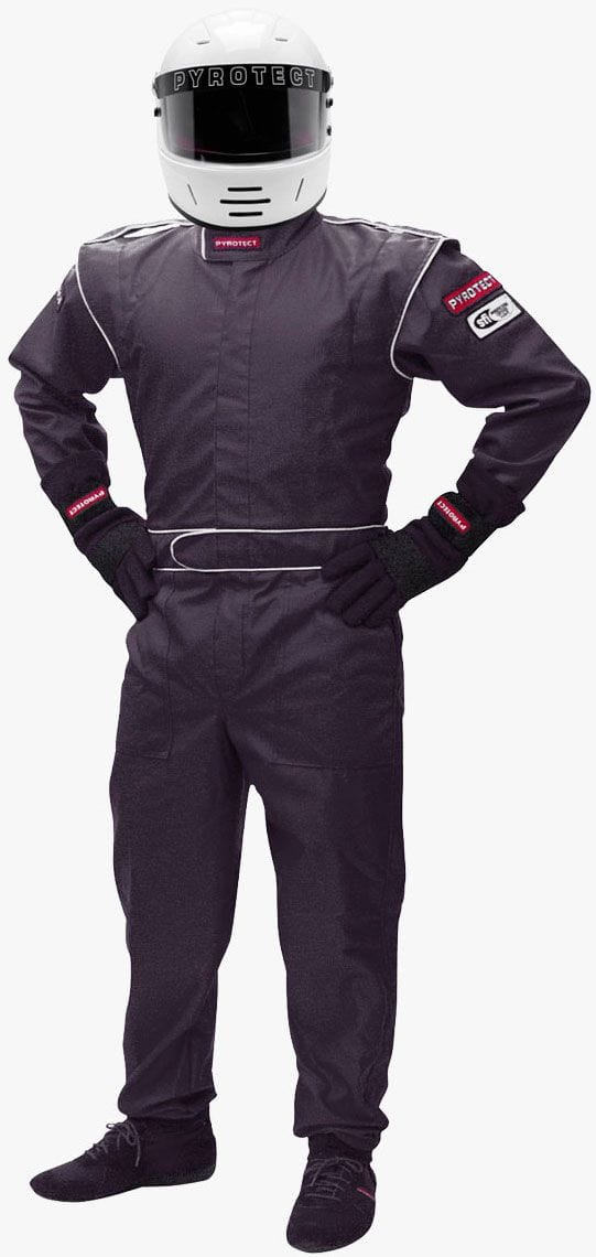 PYROTECT Junior Deluxe One Piece Single Layer SFI-1 Race Suit, Black Junior Deluxe One Piece Single Layer SFI-1 Race Suit, Black SR