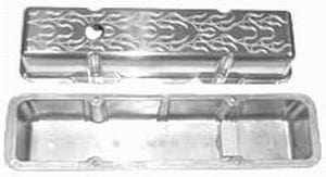 Racing Power Company Small Block Chev Racing Power Company Flamed Aluminium Valve Covers Tall Profile (Polished) RPCR6130X SR