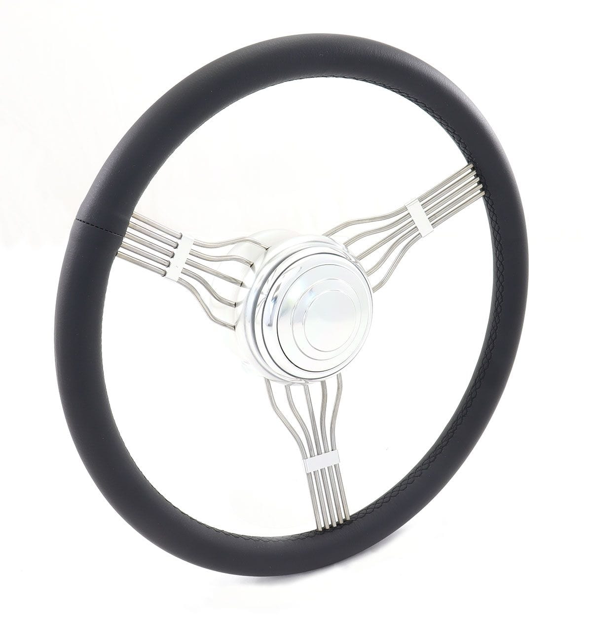 RPC 15" Diameter, Clear Anodized With Black Leather Wrap Racing Power Company S/S Banjo Steering Wheel RPCR5625 SR